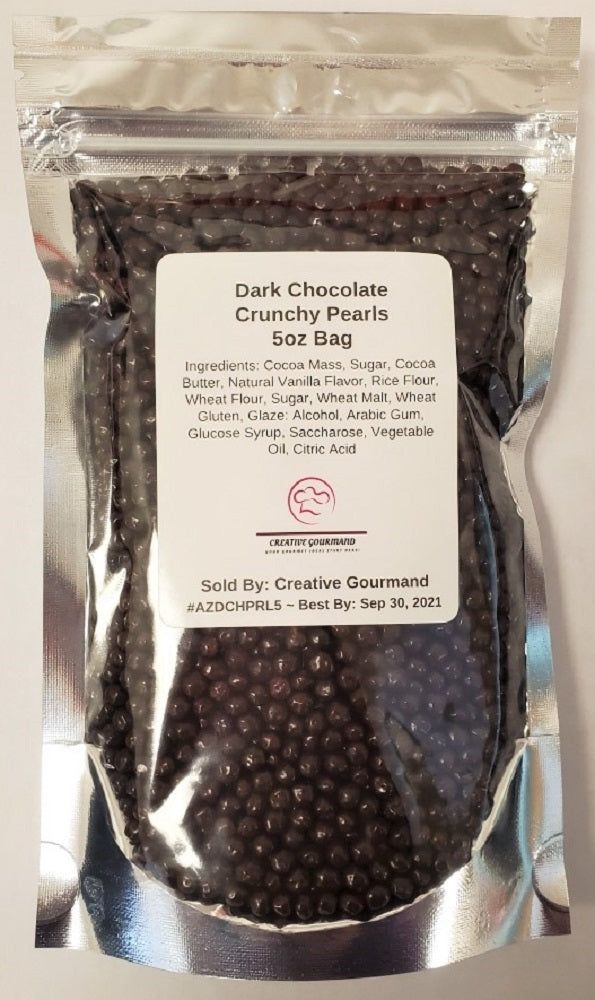 Dark Chocolate Crunchy Pearls - 5oz bag - Creative Gourmand