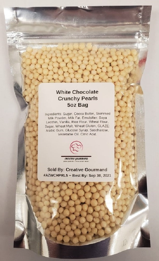 White Chocolate Crunchy Pearls - 5oz bag - Creative Gourmand